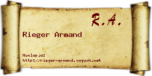 Rieger Armand névjegykártya